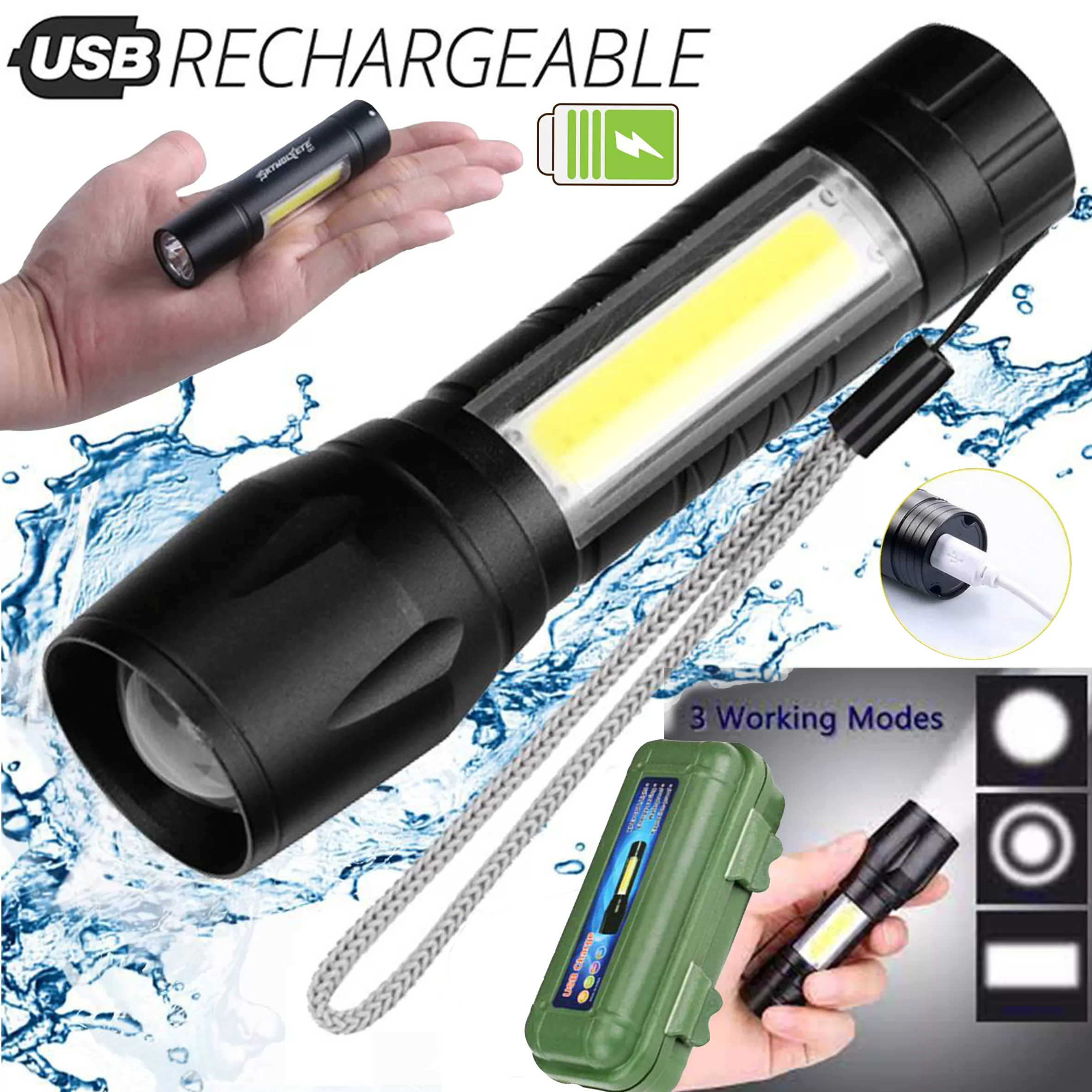 Waterproof and Dustproof Torch Mini Portable Working lamp XP - image 6