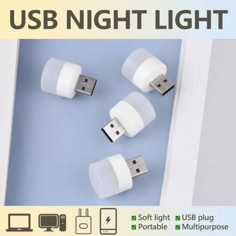 White USB Plug Lamp Computer Mobile Power Charging USB Small - image 2