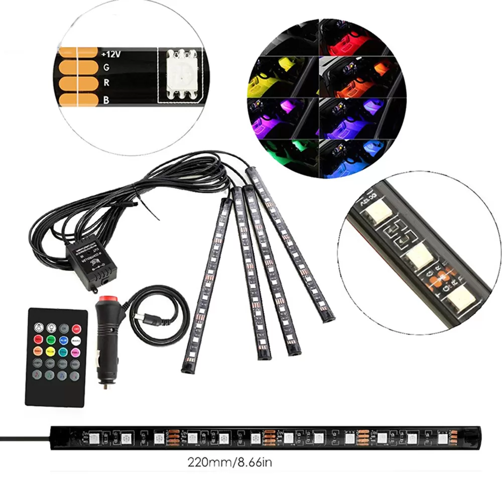 Wireless Remote Control Car RGB LED Neon Interior Light Lamp - image 3