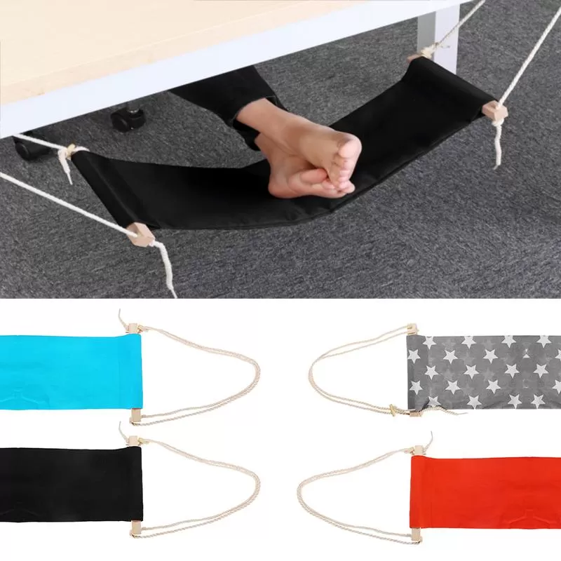 Wooden Pole With Black Foot Hammock Portable Travel Footrest - image 2