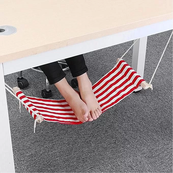 Wooden Pole With Black Foot Hammock Portable Travel Footrest - image 3