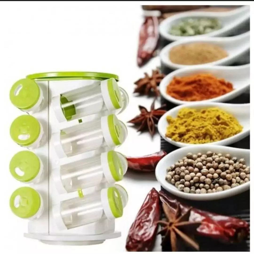 16PCS Spice Jar Seasoning Bottle Stand Rotating Holder - image 3