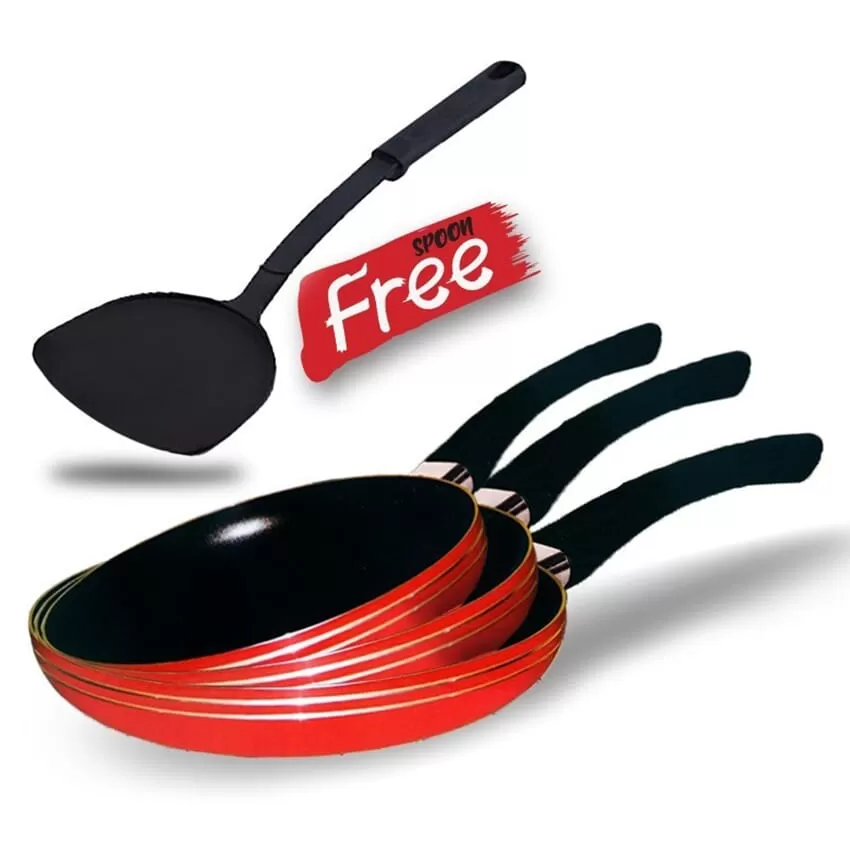 4pcs Nonstick Frying Pan Set with Spoon With Free Spoon