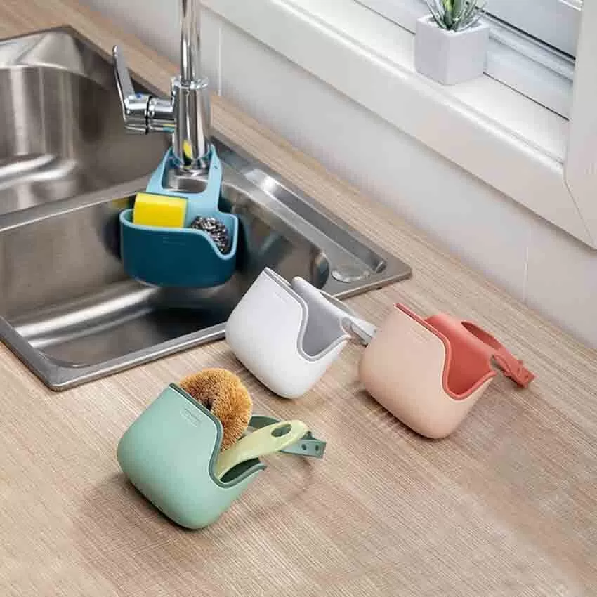 Adjustable Sink Shelf Soap Sponge Drain Rack Storage Basket - image 4