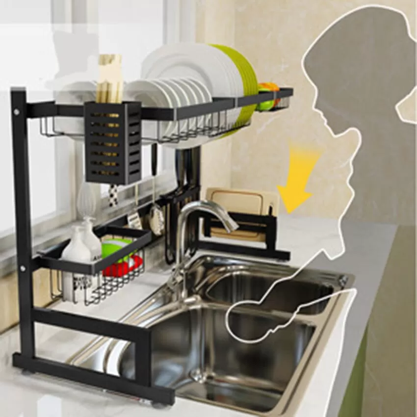 Dish Drying Rack, 2 Cutlery Holders Drai - image 2