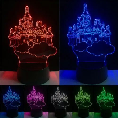 Kids 3D Illusion Disney Castle 7 Colours Change Night Light