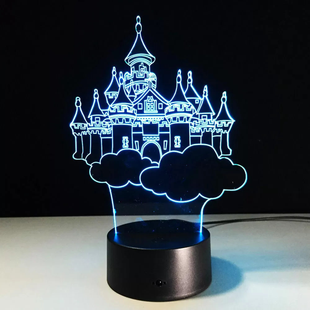 Kids 3D Illusion Disney Castle 7 Colours Change Night Light - image 2