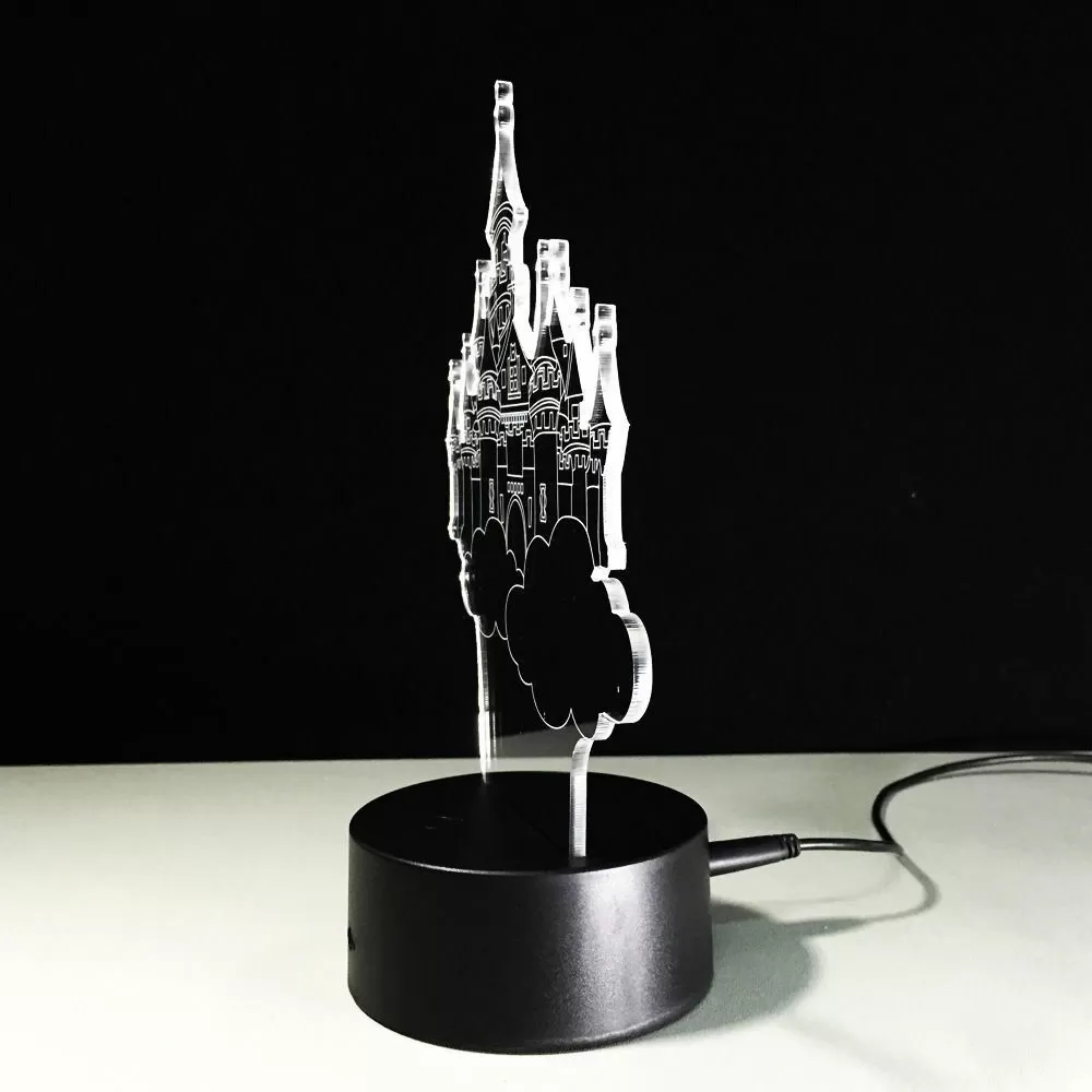 Kids 3D Illusion Disney Castle 7 Colours Change Night Light - image 5
