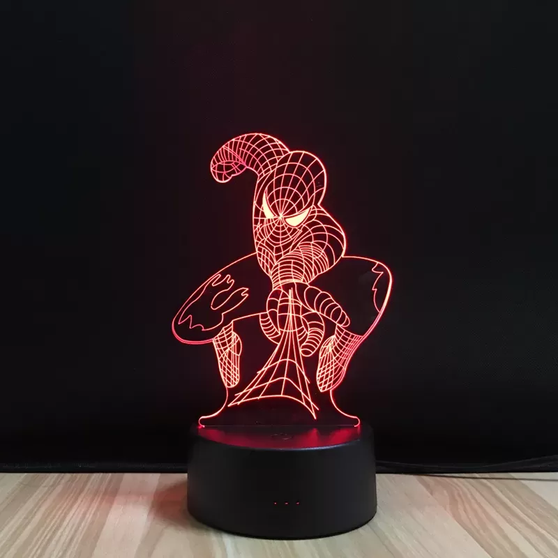 Kids 3D Illusion Spider Man 7 Colours Change Night Light Tou - image 6