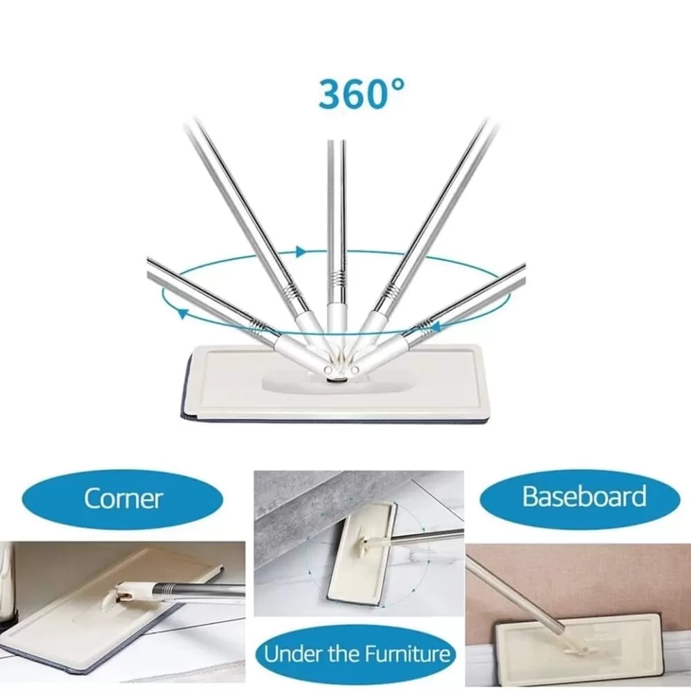 Lazy free hand washing with flat mop 360 rotating