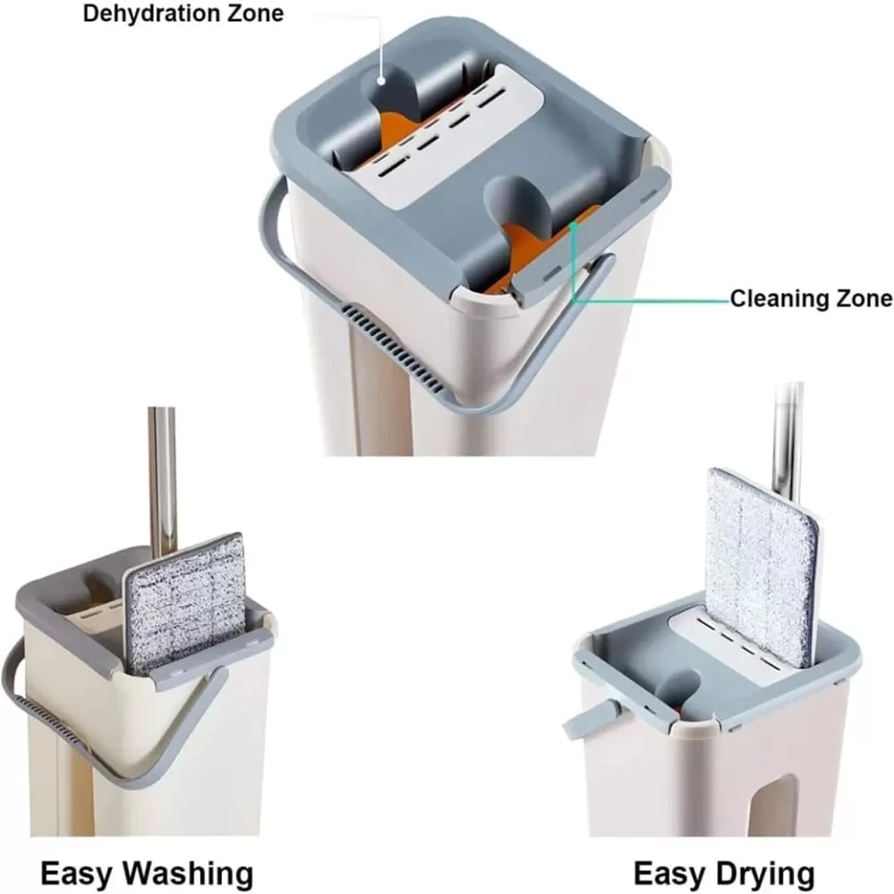 Lazy free hand washing with flat mop 360 rotating