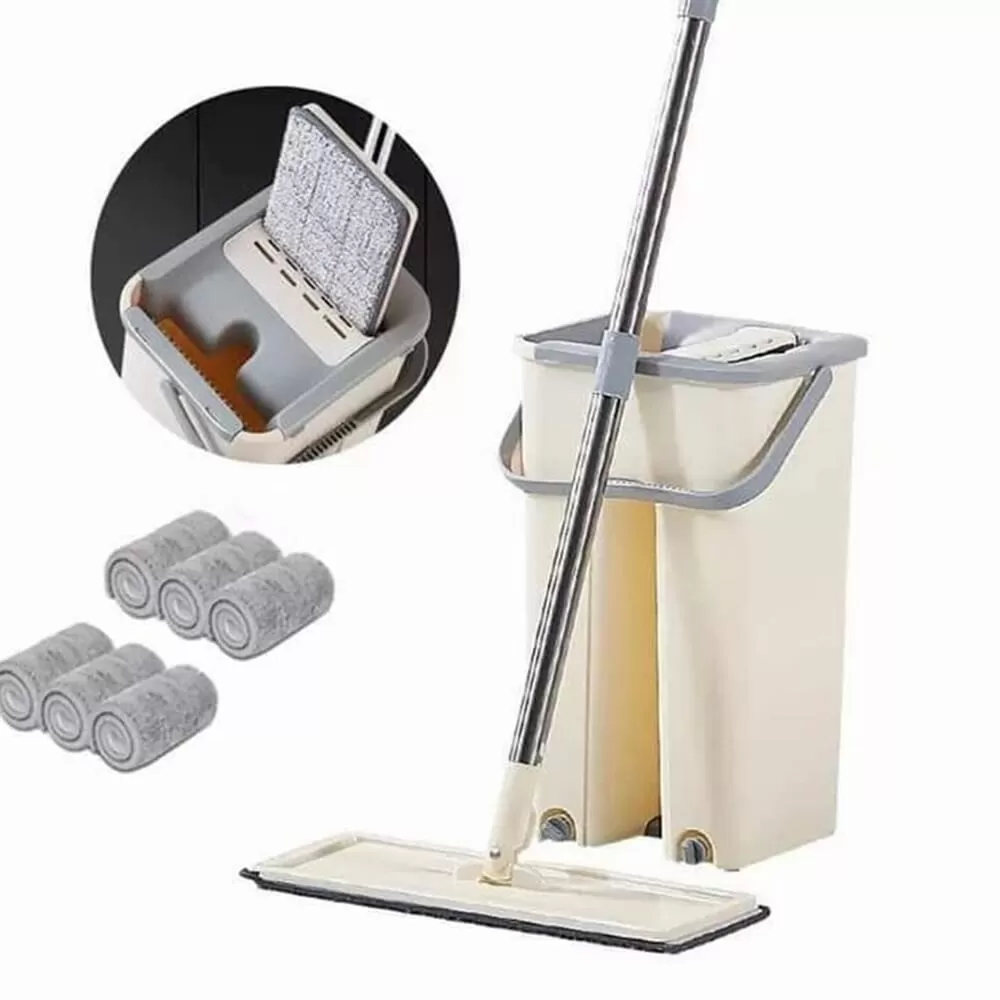Lazy free hand washing with flat mop 360 rotating