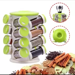 16PCS Spice Jar Seasoning Bottle Stand Rotating Holder