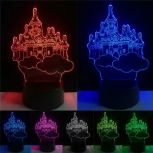 Kids 3D Illusion Disney Castle 7 Colours Change Night Light
