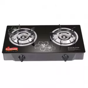 Kundhan Glass Top Stainless Steel Gas Cooker  Dual Burner