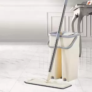 Lazy free hand washing with flat mop 360 rotating
