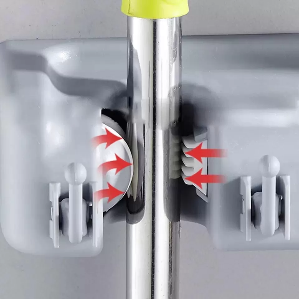 Wall Mounted Multi-Functional Broom Holder Tool Magic Plasti - image 3