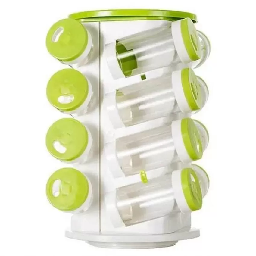 16Pcs Spice Jar Seasoning Bottle Stand Rotating Holder