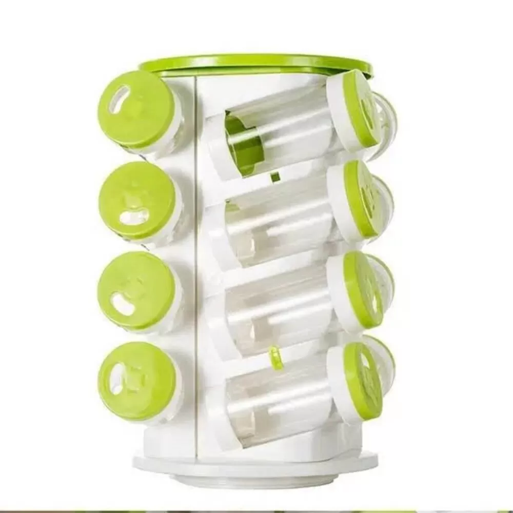 16PCS Spice Jar Seasoning Bottle Stand Rotating Holder