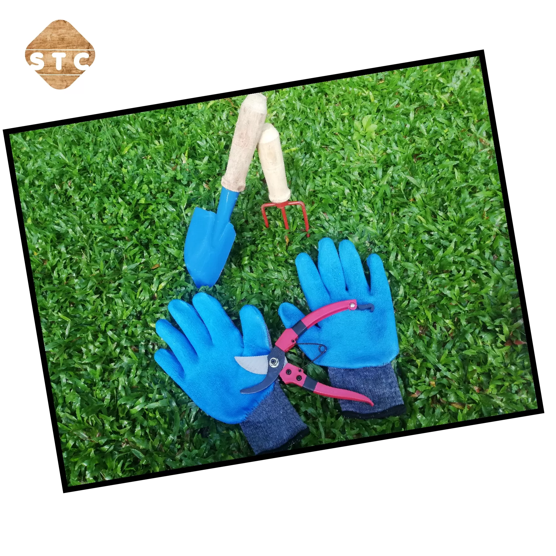 4 Pcs garden tool set , scissor,gloves,hand fork,shovel - image 4
