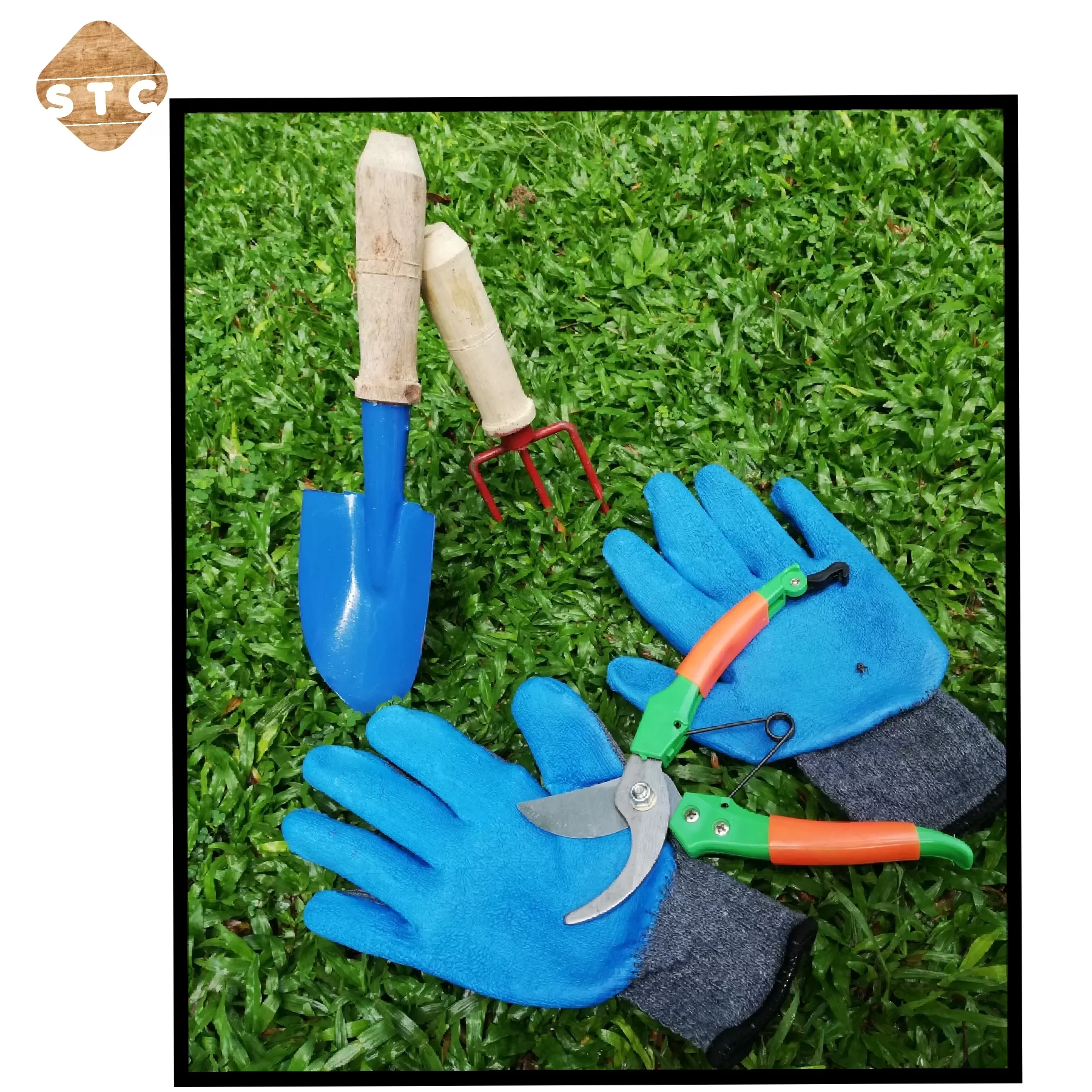 4 Pcs garden tool set , scissor,gloves,hand fork,shovel - image 4