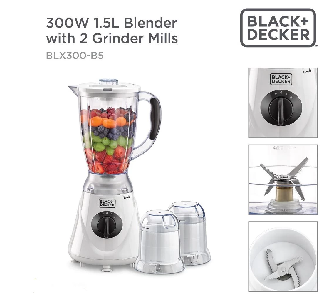 Black + Decker Blender with 2 Grinder Mills - 300W - image 1