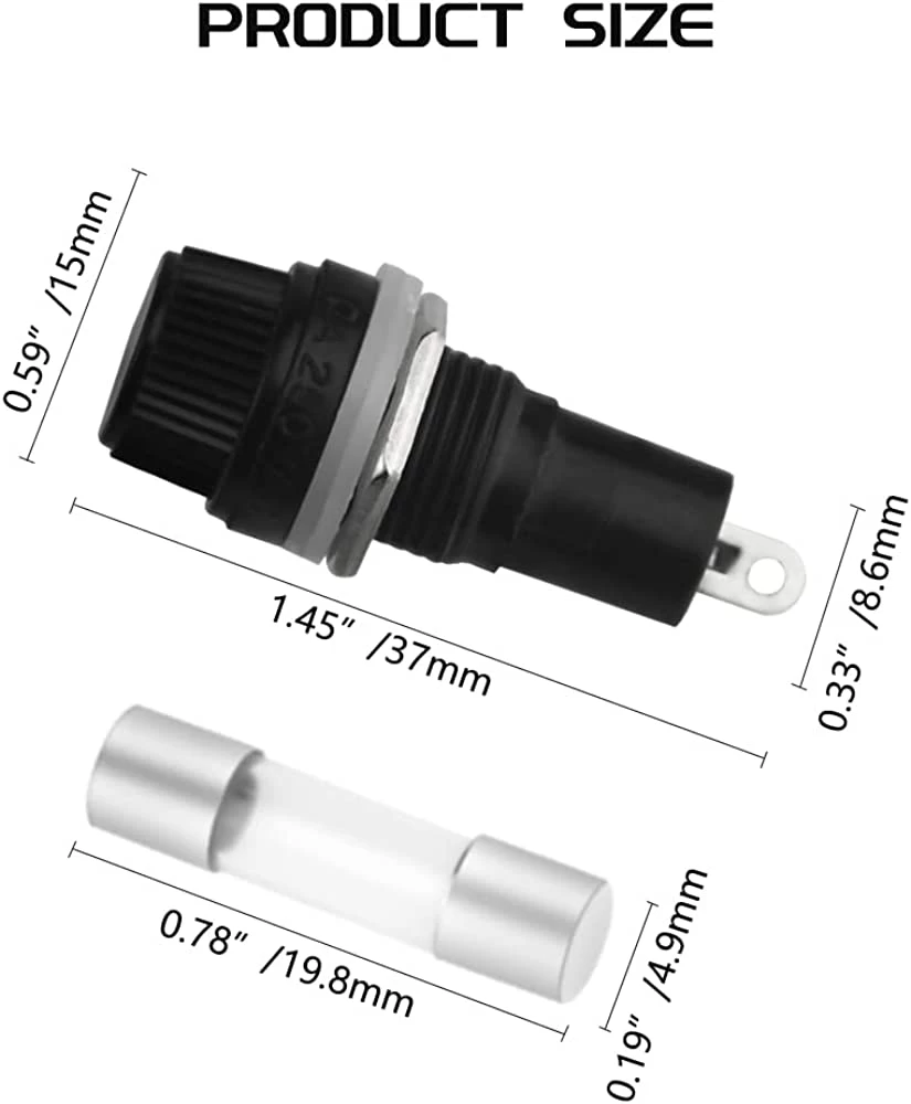 Glass Fuse Holder Panel Mount Fuse Socket 10A 250v - image 4