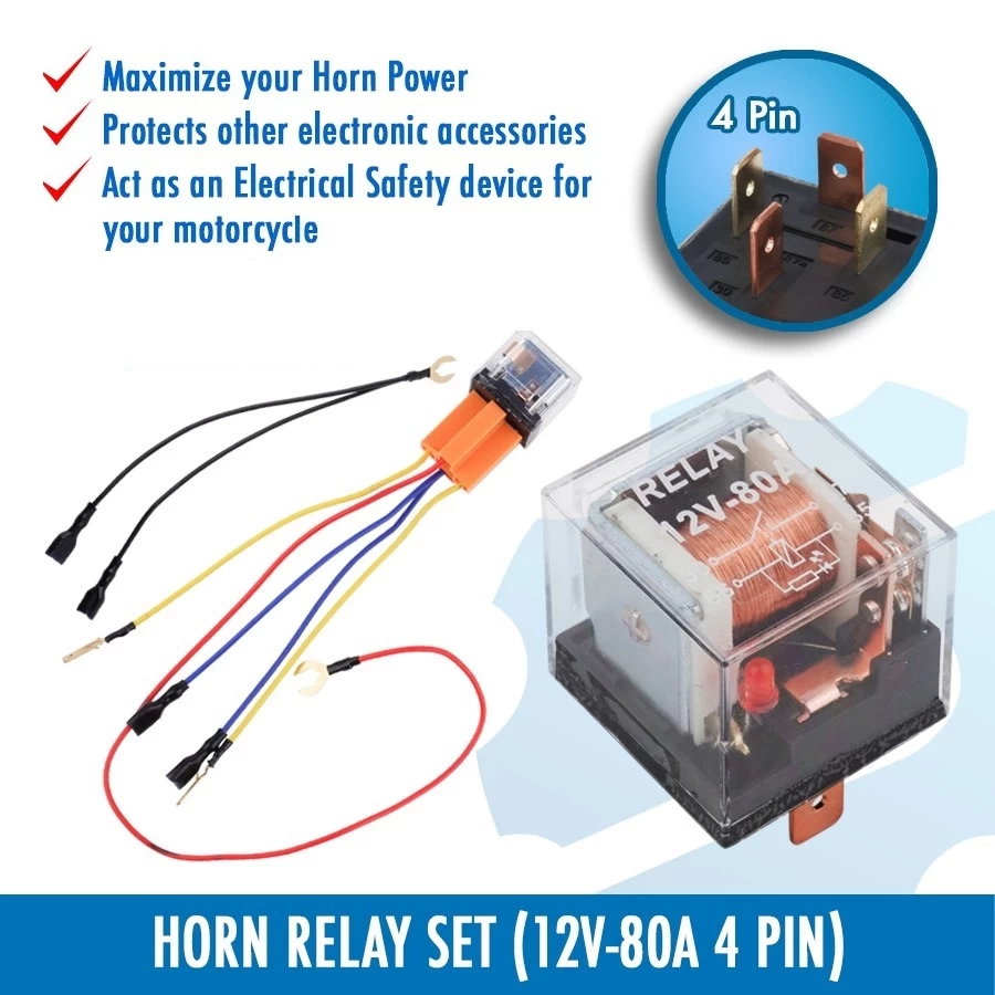 Horn Relay with Socket And Harness 4Pin 12V Universal