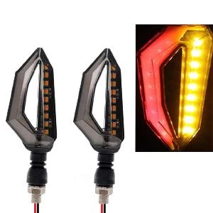 LED Red & Amber D Shaped Bike Turn Signal Light Set - image 3