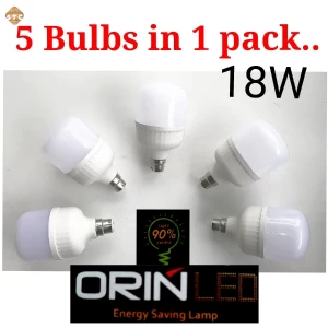 18W LED bulbs - 5 bulbs in one pack
