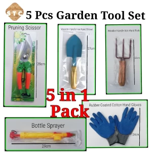5 Pcs garden tool set , scissor,gloves,hand fork,shovel,