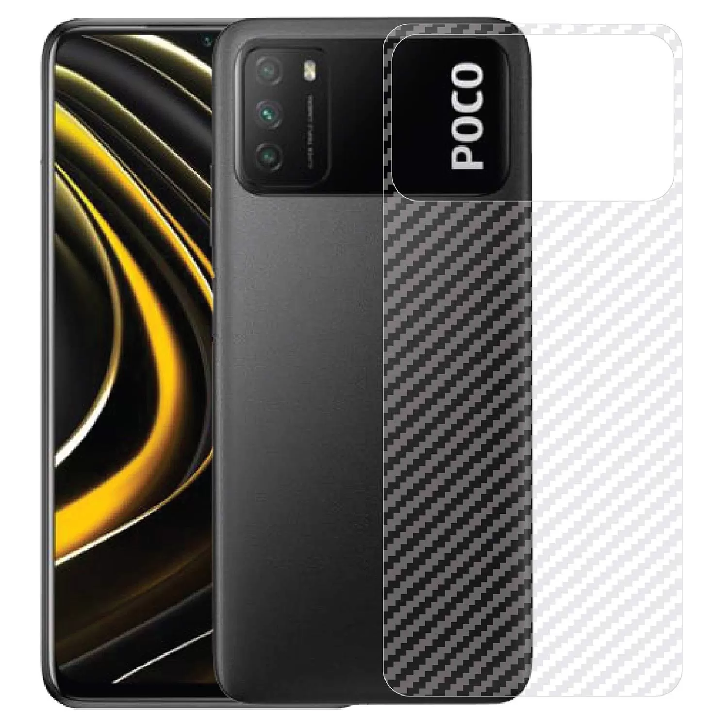 Clear Slim Transparent Carbon Fiber Film For Mi Poco M3 Mobi - image 2
