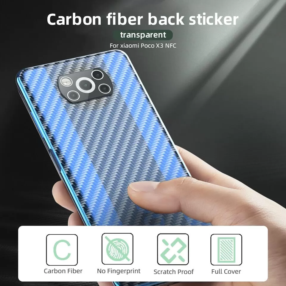Clear Slim Transparent Carbon Fiber Film For Mi Poco X3 / X3