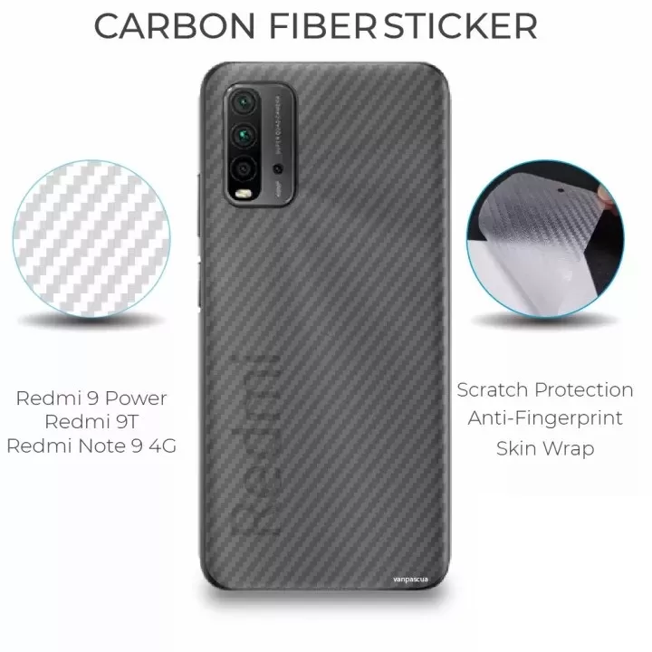 Clear Slim Transparent Carbon Fiber Film For Mi Redmi 9T Mob - image 1