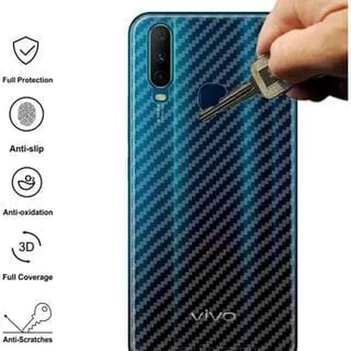 Clear Slim Transparent Carbon Fiber Film For Vivo Y12 Mobile - image 2