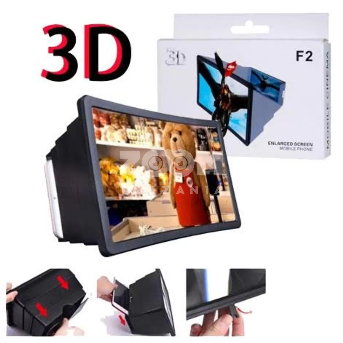 Black F2 Portable 3D Magnifier Enlarged Screen mobile phone - image 3