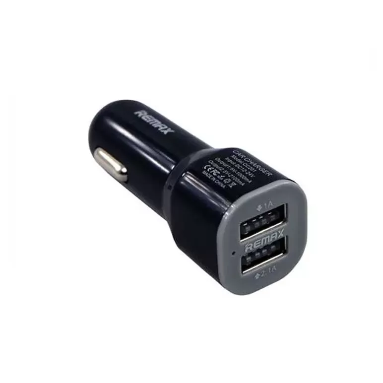 Black Remax Car Charger For Mobile Phone Tablets 2 USB ports - image 2