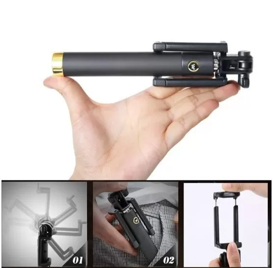 Black Selfie stick wired Stainless steel Extendable Handheld - image 5