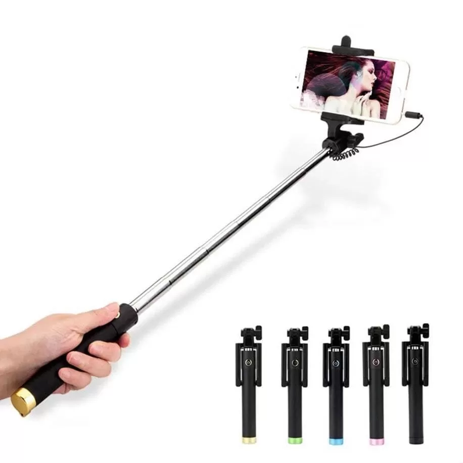 Black Selfie Stick Wired Stainless Steel Monopod Extendable - image 2