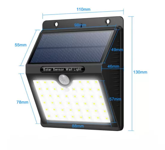 Black Solar Motion Sensor Outdoor LED Light
