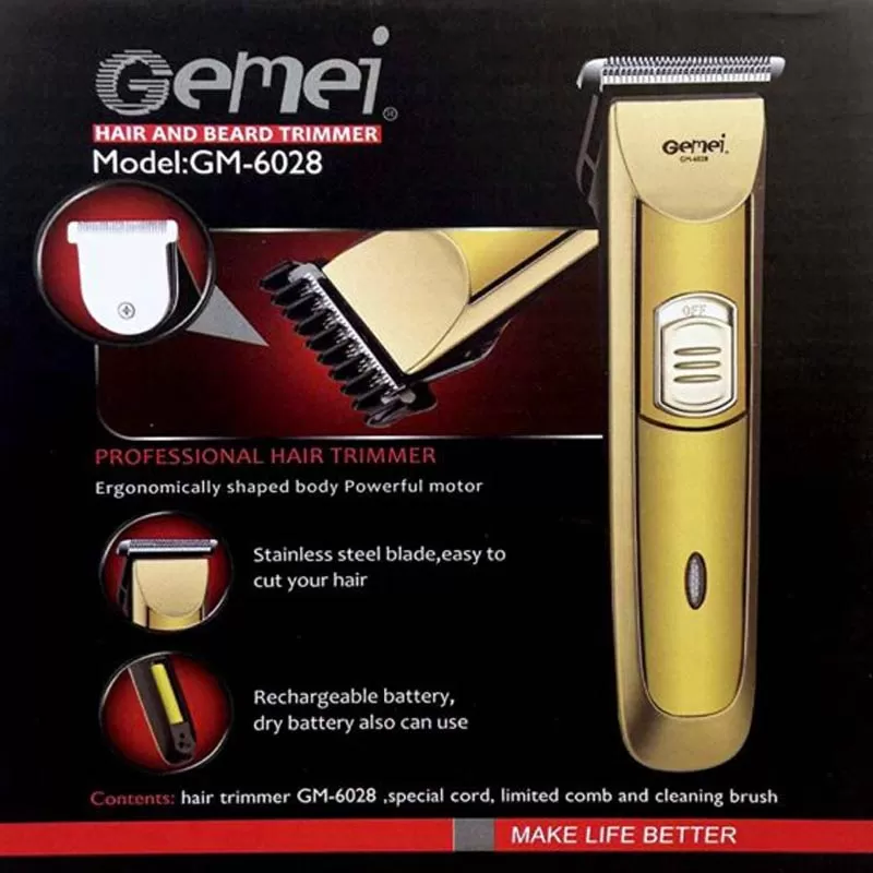 GM-6028 Geemy Rechargeable Hair & Beard Trimmer For Men / Ha - image 3