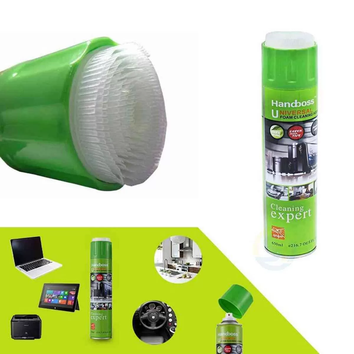 Green Universal Foam Home Cleaner With Brush Leather Fabric - image 3