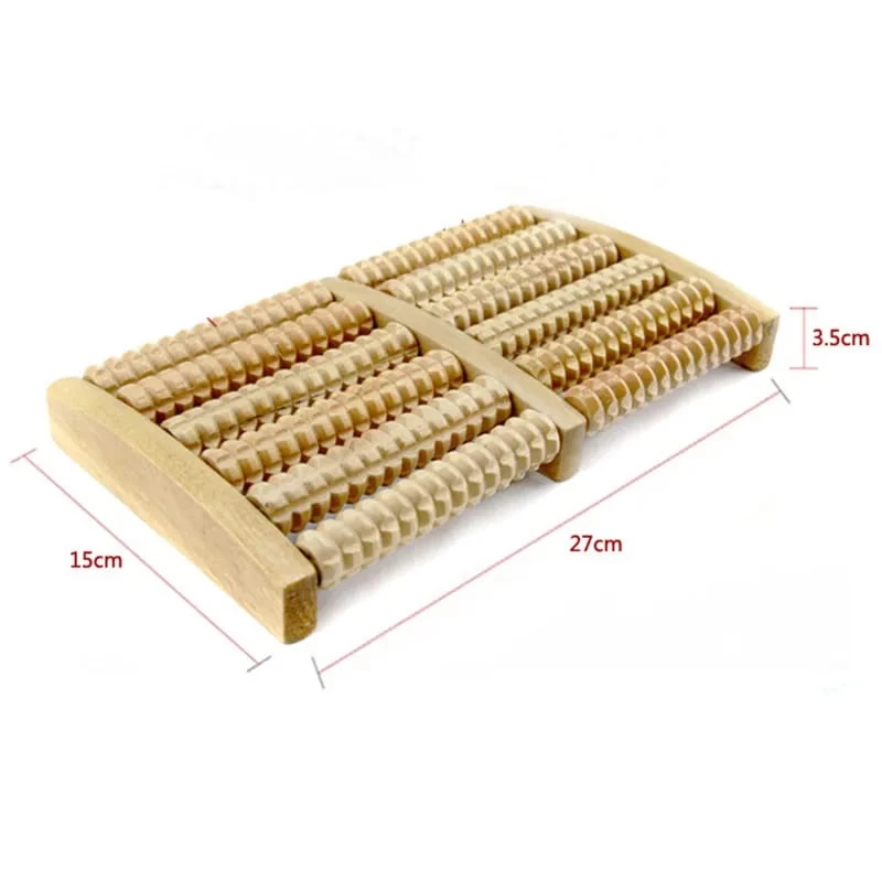 2/6 Rows Wooden Foot Massager 3D Shiatsu Rollers - image 4