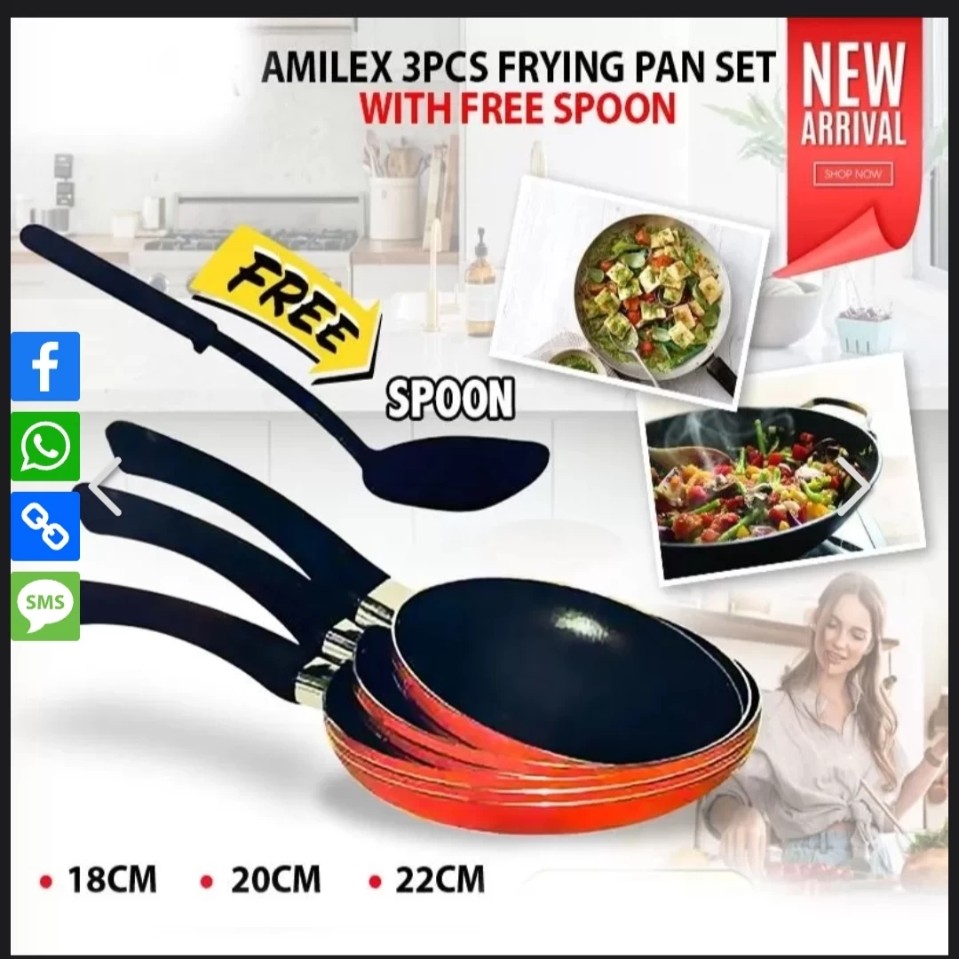 4Pcs Nonstick Frying Pan Set With Spoon With Free Spoon - image 2