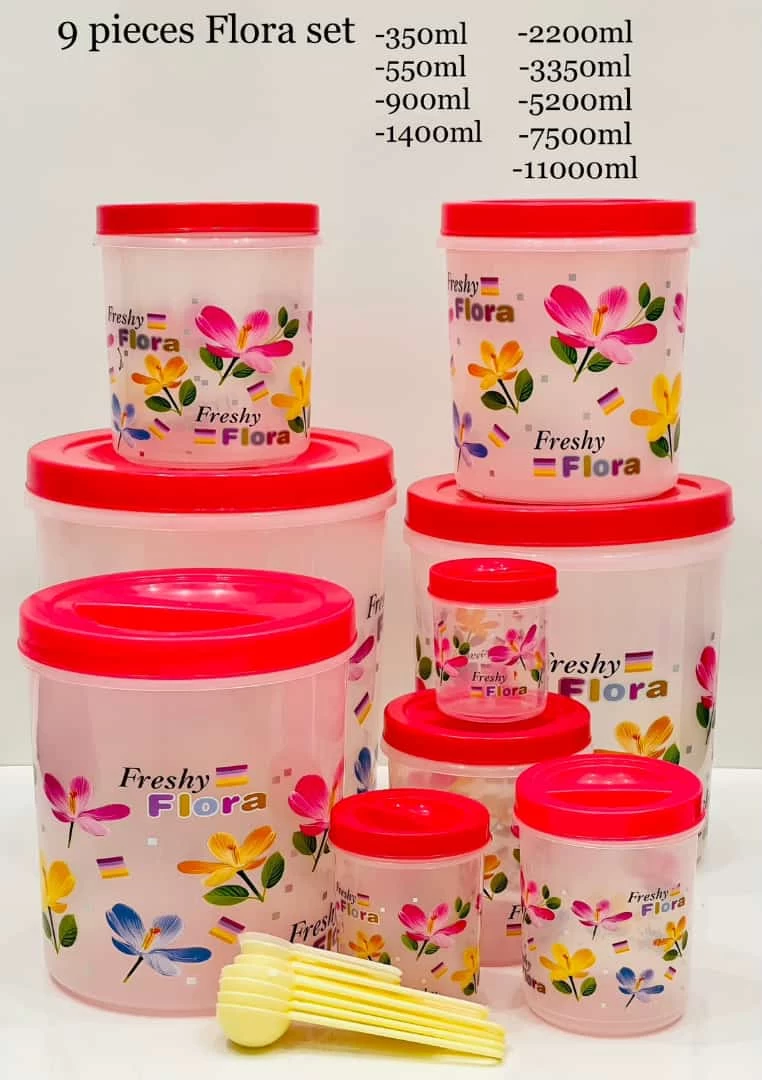 Flora 9PCS Container Set - with 9 spoon