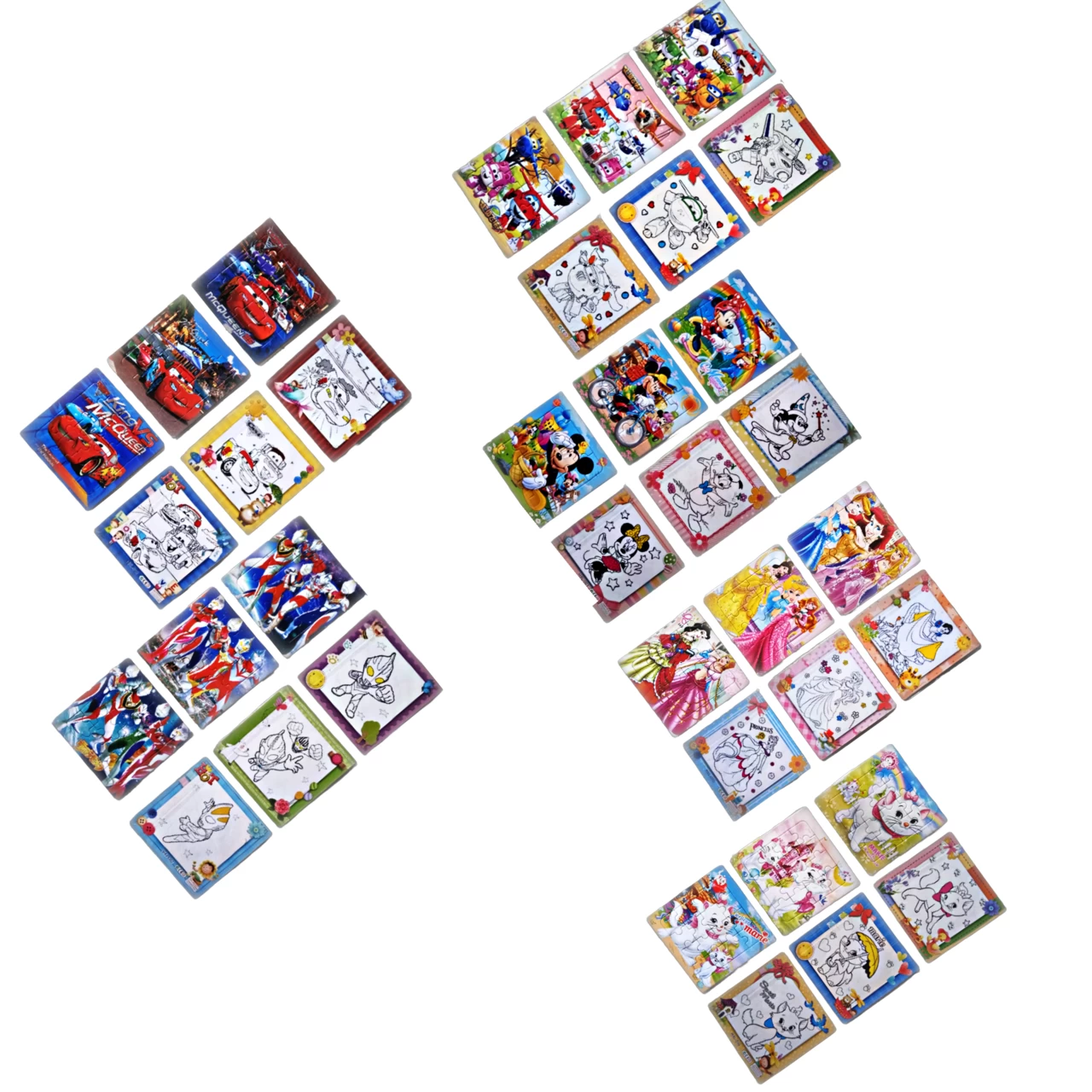 Kids 6 Paper Puzzle And 6 Colouring With Cartoon Design - image 1