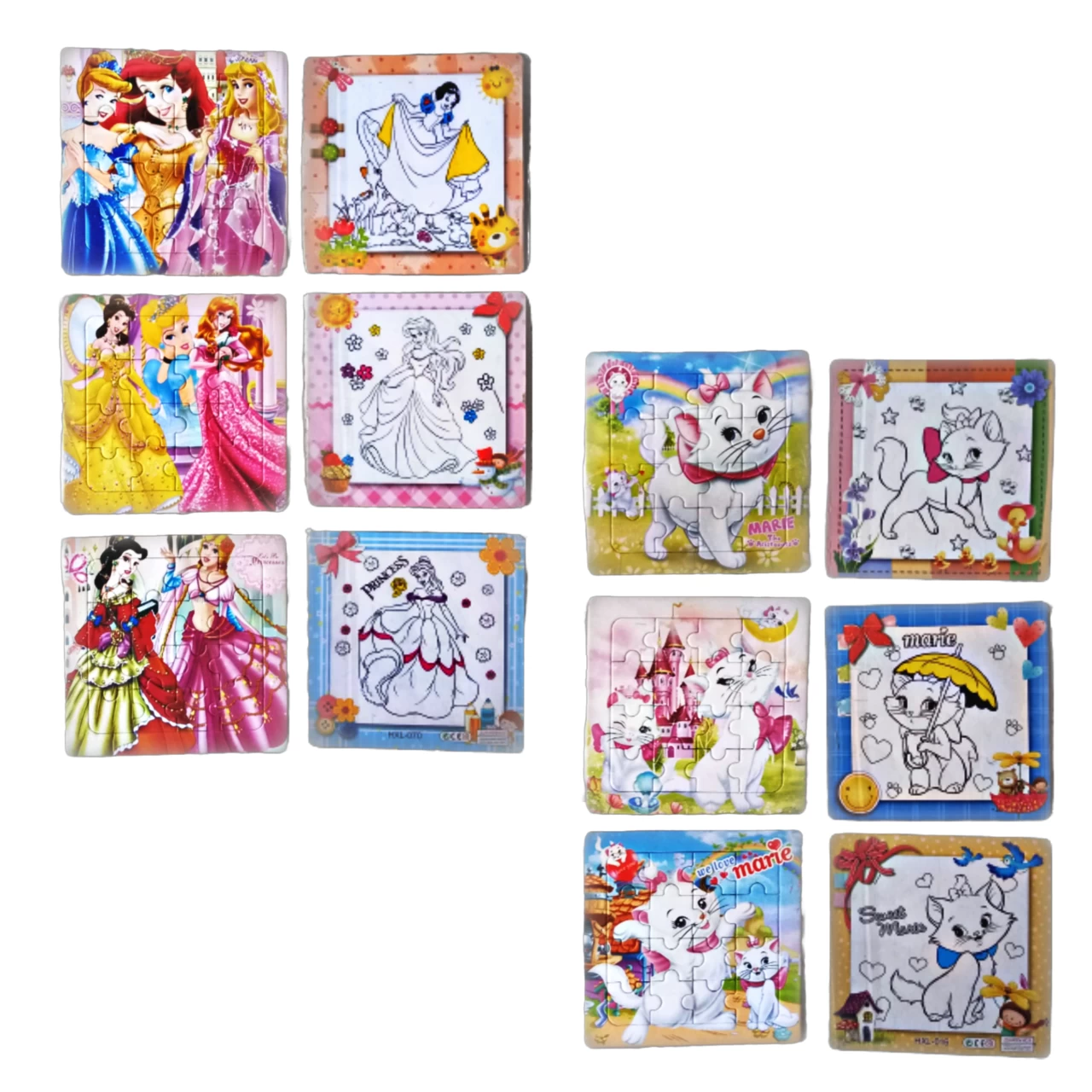 Kids 6 Paper Puzzle And 6 Colouring With Cartoon Design - image 4