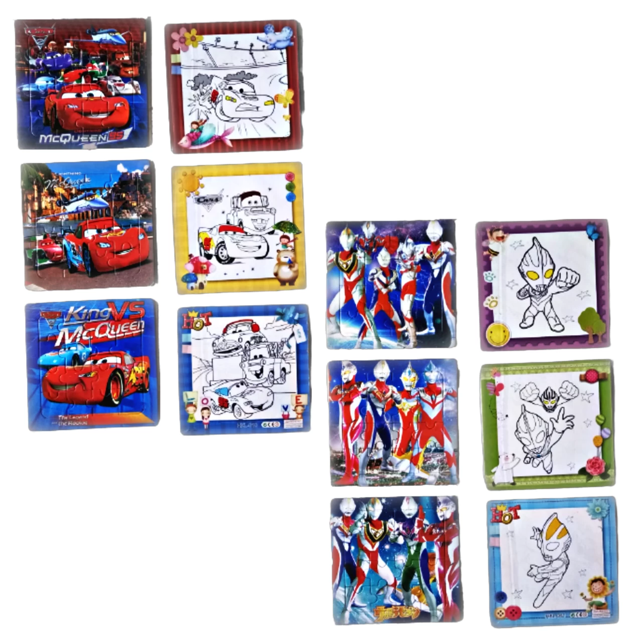 Kids 6 Paper Puzzle And 6 Colouring With Cartoon Design - image 9