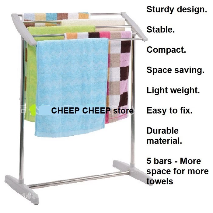 Mobile Towel Rack Stand  5 Stainless Steel Bar Flexible - image 3
