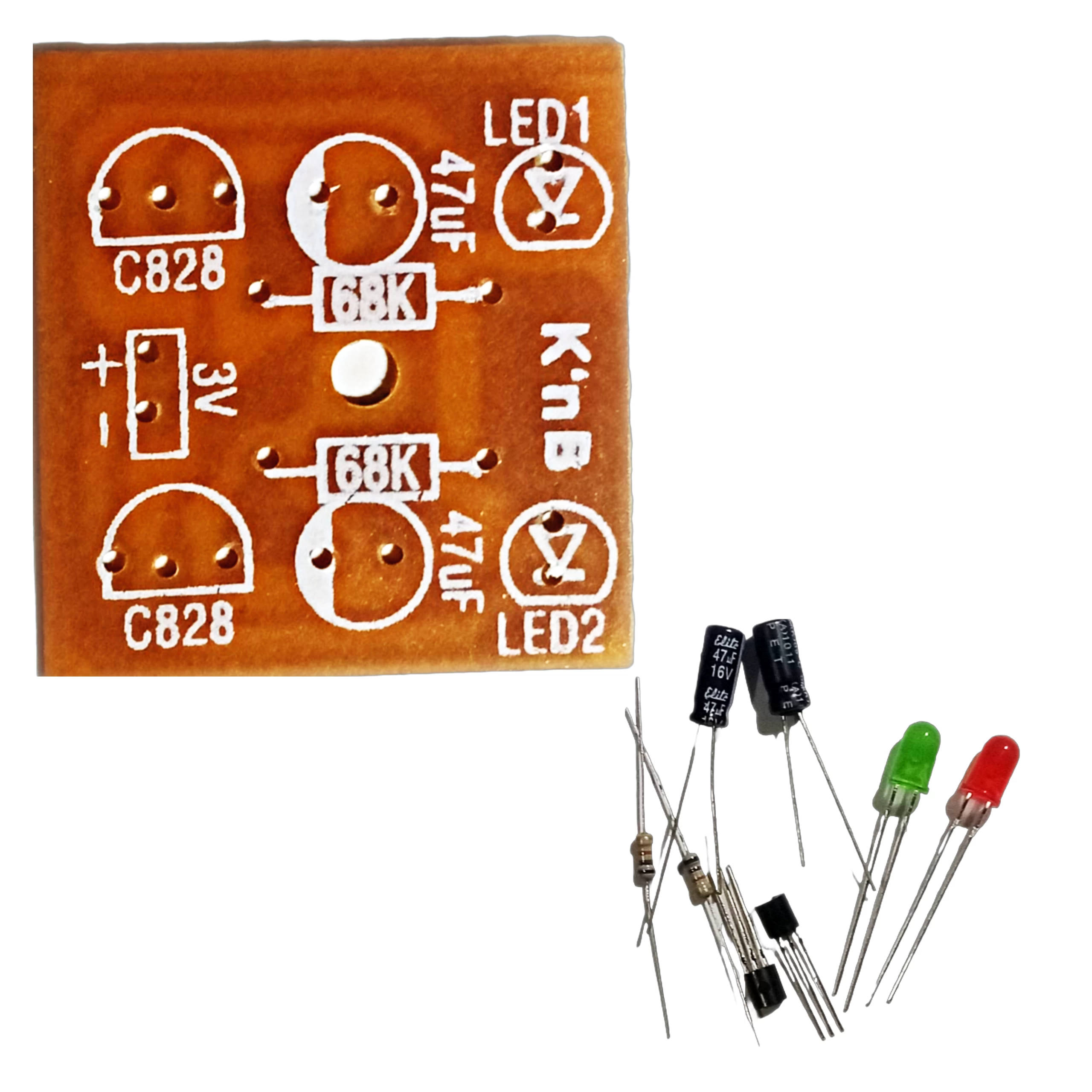 Multivibrator and Knight Rider circuit Parts with PCB - image 6